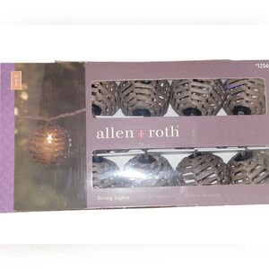 Allen + Roth  Brown Wicker Rattan Shade Design. 8.8 ft Plug In String Lights NIB